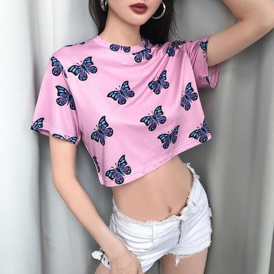 Vintage butterfly pink top