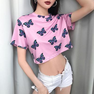 Vintage Butterfly Pink Top