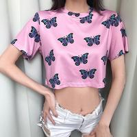 Vintage Butterfly Pink Top - Thumbnail 2