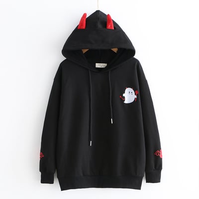 New cute little devil embroidered hoodie