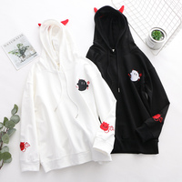 New cute little devil embroidered hoodie - Thumbnail 2