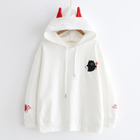 New cute little devil embroidered hoodie - Thumbnail 1
