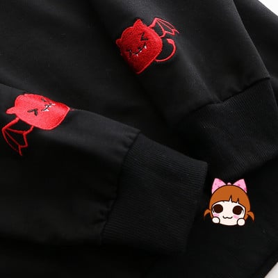 New cute little devil embroidered hoodie