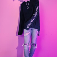 Free Shipping-STREE GOTH ULZZANG LONG SLEEVE TEE - Thumbnail 2