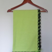 Crochet Edged Fleece - Green - Thumbnail 1