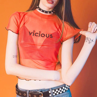 Vicious Embroidery Mesh Top - Thumbnail 3