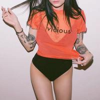 Vicious Embroidery Mesh Top - Thumbnail 4