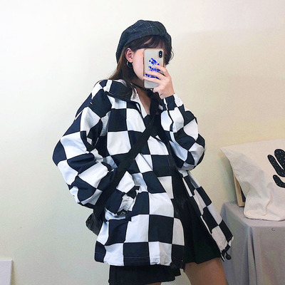 Free Shipping-CHECKERBOARD WINDBREAKER