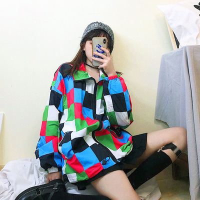 Free Shipping-CHECKERBOARD WINDBREAKER (MULTI-COLOR)