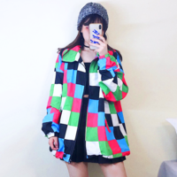 Free Shipping-CHECKERBOARD WINDBREAKER (MULTI-COLOR) - Thumbnail 2