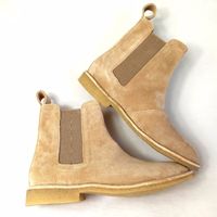 Handmade Men's Chelsea Boot,Men's Beige Color Suede Chelsea Formal Boot - Thumbnail 1