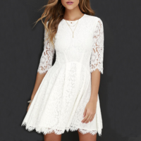 Round Neck Lace Princess Dress - Thumbnail 1