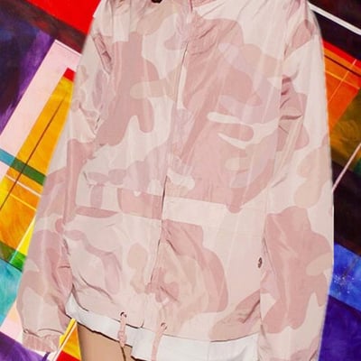 Pastel pink camouflage hooded jacket