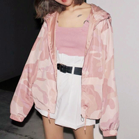 Pastel Pink Camouflage Hooded Jacket - Thumbnail 1