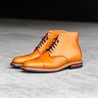 Handmade Men's Classic Ankle High Boot, Men's Pure Tan Color Leather Fashion Boot. - Thumbnail 3