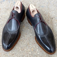 Handmade Men's Casual Shoes, Men's Black Leather Lace Up Shoes - Thumbnail 1