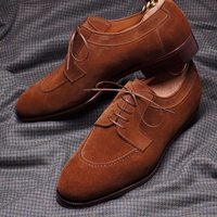 Handmade Men's Classic Shoes,Men's Tan Color Suede Lace Up  Formal Shoes - Thumbnail 1