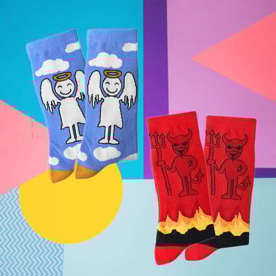 ANGELS AND DEVIL SOCKS ( SET / 2 PAIRS )