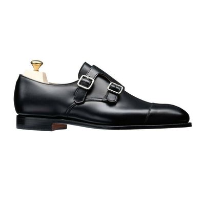 Handmade Men's Black Formal Shoes, Black Leather Monk Strap Cap Toe Formal Shoes