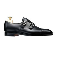 Handmade Men's Black Formal Shoes, Black Leather Monk Strap Cap Toe Formal Shoes - Thumbnail 1