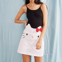 Bowknot Kitty Cat Embroidery Denim Skirt - Thumbnail 2