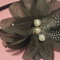 Brown Flower & Pearl Headband