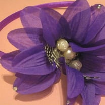 Purple Flower & Pearl Headband