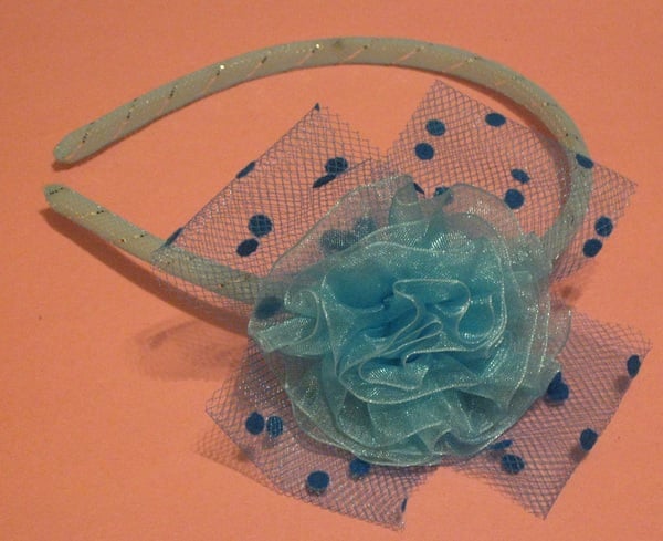 Blue Chiffon & Organza Headband