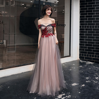 Stylish tulle applique long prom dress, evening dress - Thumbnail 2