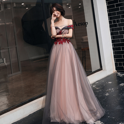 Stylish tulle applique long prom dress, evening dress - Thumbnail 4