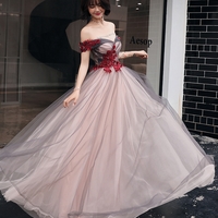 Stylish tulle applique long prom dress, evening dress - Thumbnail 3