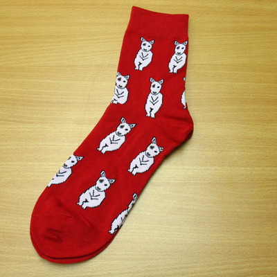 Cutie dogs pattern socks red/white color - Thumbnail 3