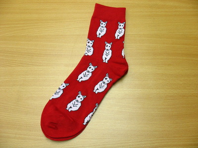 Cutie Dogs Pattern Socks Red/White Color