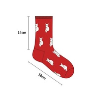 Cutie Dogs Pattern Socks Red/White Color - Thumbnail 4