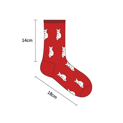 Cutie dogs pattern socks red/white color