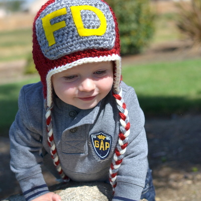 Toddler earflap fireman beanie