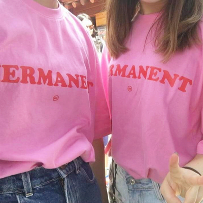 Mermanent print pink tee