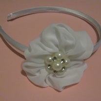 White Satin Flower Headband