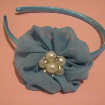 Blue Satin Flower Headband