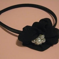 Black Satin Flower Headband
