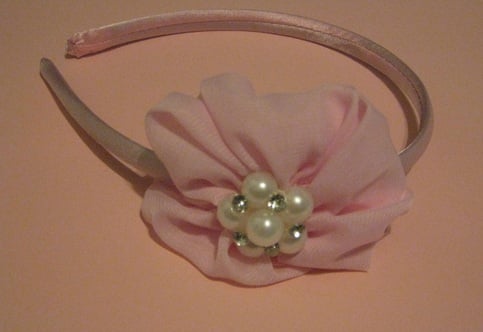 Pink Satin Flower Headband