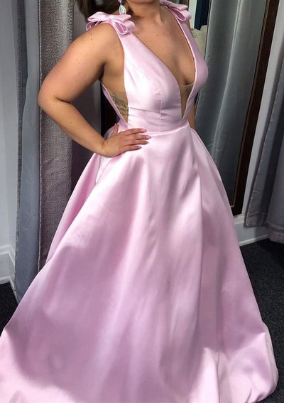 Simple Long Prom Dresses Shoulder with Bowknot