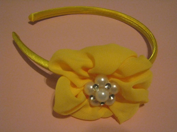 Yellow Satin Flower Headband