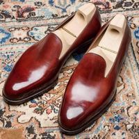 Handmade Men's Plain Burgundy Color leather Shoes, Men's Formal Loafer Shoes - Thumbnail 1