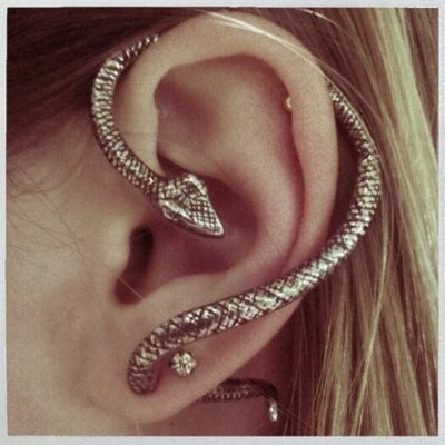 Snake ear wrap/cuff earring - silver