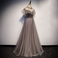 Elegant round neck tulle long prom dress, formal dress - Thumbnail 2