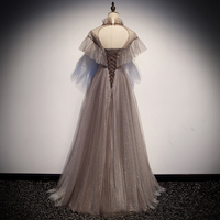 Elegant round neck tulle long prom dress, formal dress - Thumbnail 3