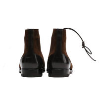 Handmade Men's Ankle Boot, Men's Brown Black Leather & Suede Formal Boot - Thumbnail 3