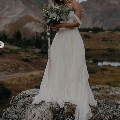 Off the Shoulder Soft Chiffon Wedding Dresses Bridal Gowns