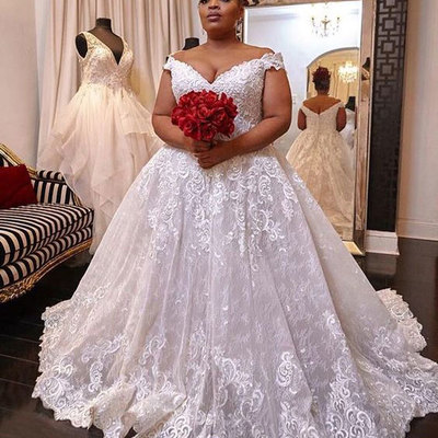 Off the shoulder plus size wedding dresses bridal gowns - Thumbnail 4